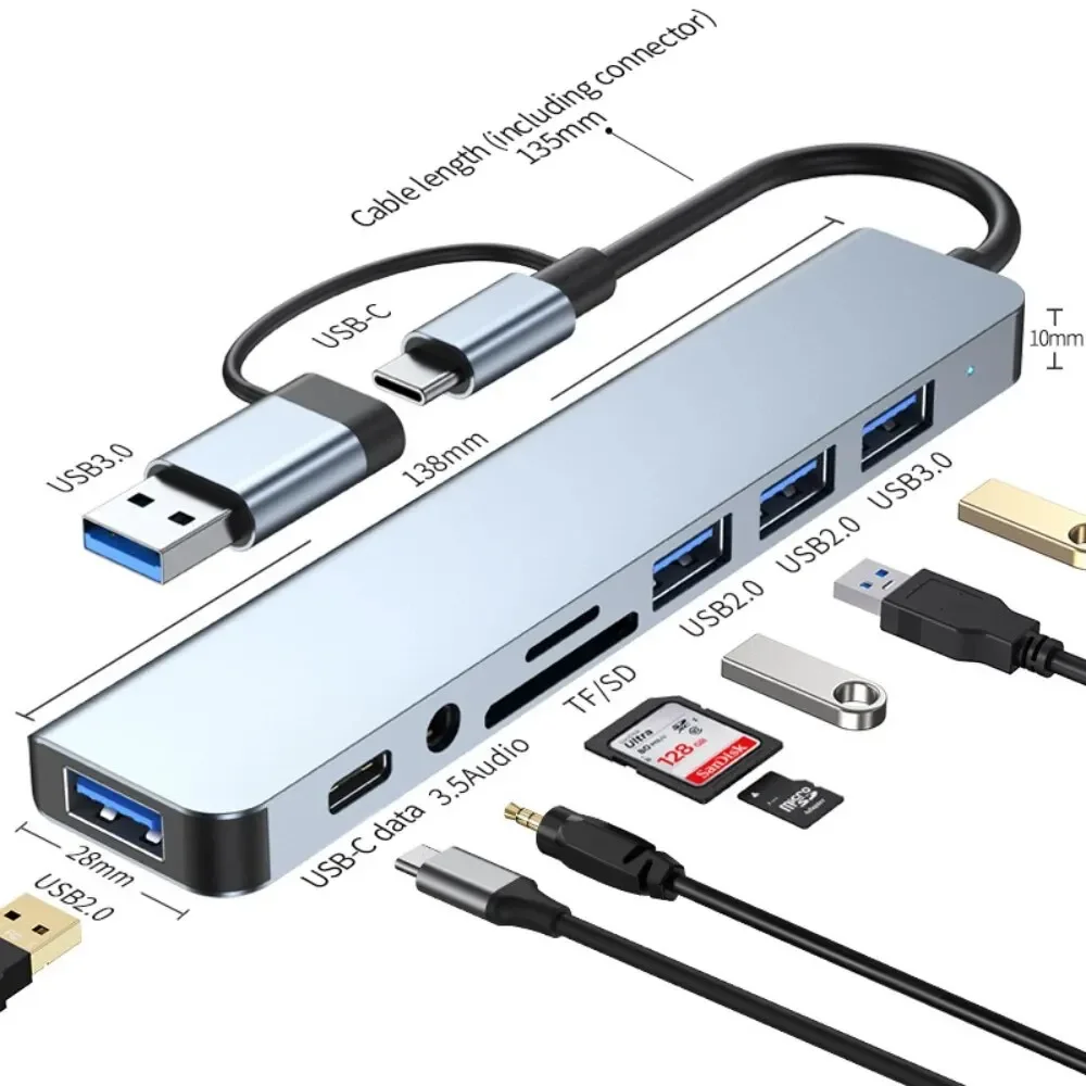 Laptop Accessories Hub - Hub USB-C 8 in 2 con